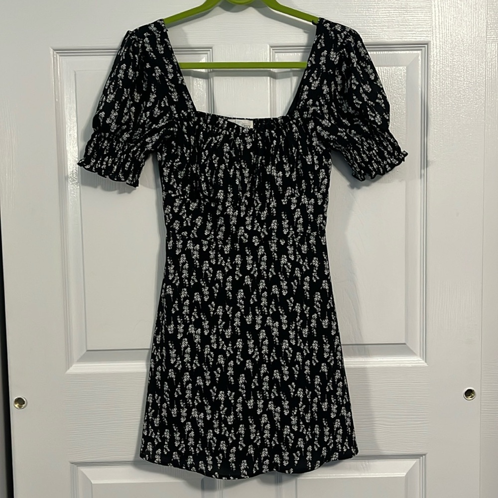 Black floral mini dress
